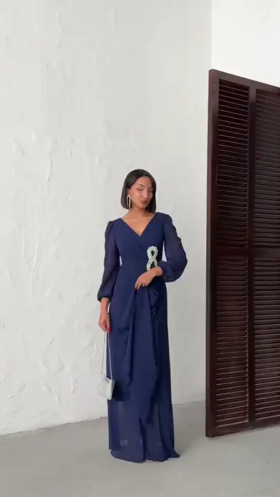 ŞİFON TAŞLI ELBİSE